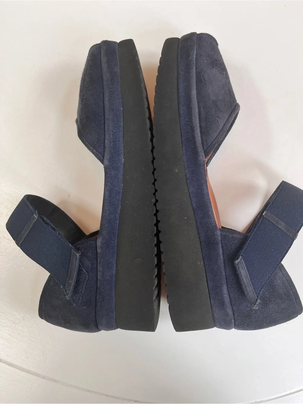 L’AmourDesPieds Women’s Navy Suede Mary Jane Slip-On Shoes with Velcro Strap